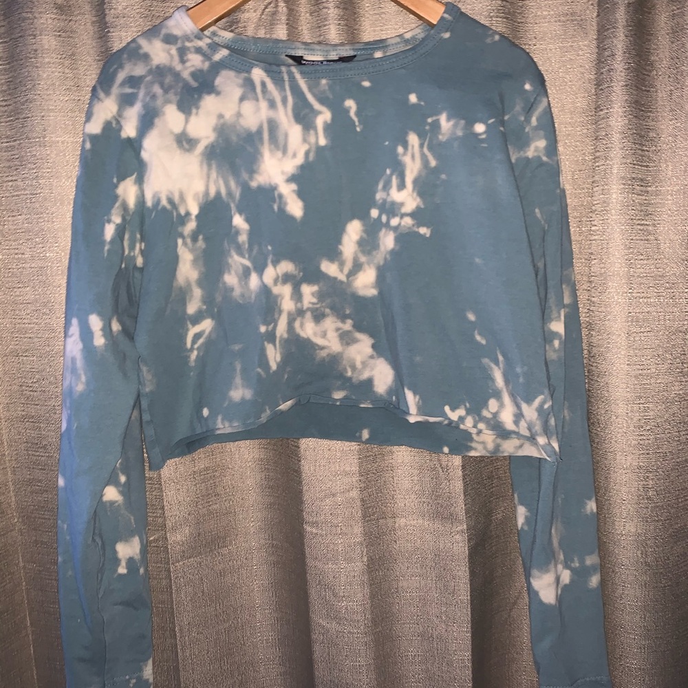 Green Hand bleached cropped long-sleeve